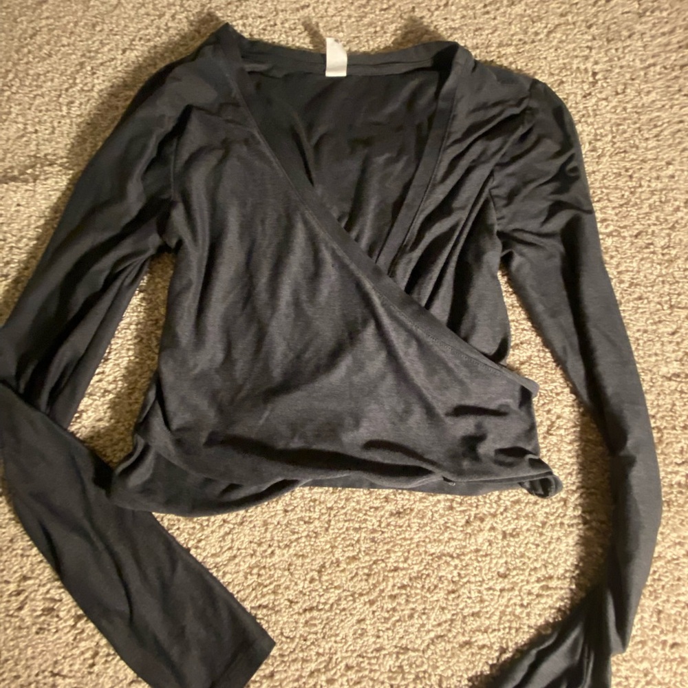 Gildan Gray Wrap Fitted Blouse